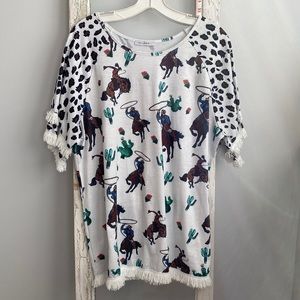 Fun Cowboy/Native American/Leopard Fringe Tunic